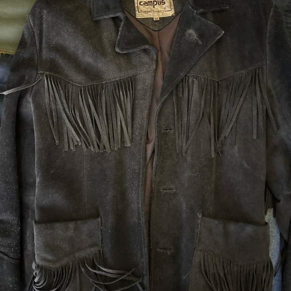 Vintage Black Suede Fringe Leather Jacket - Picture 9 of 16